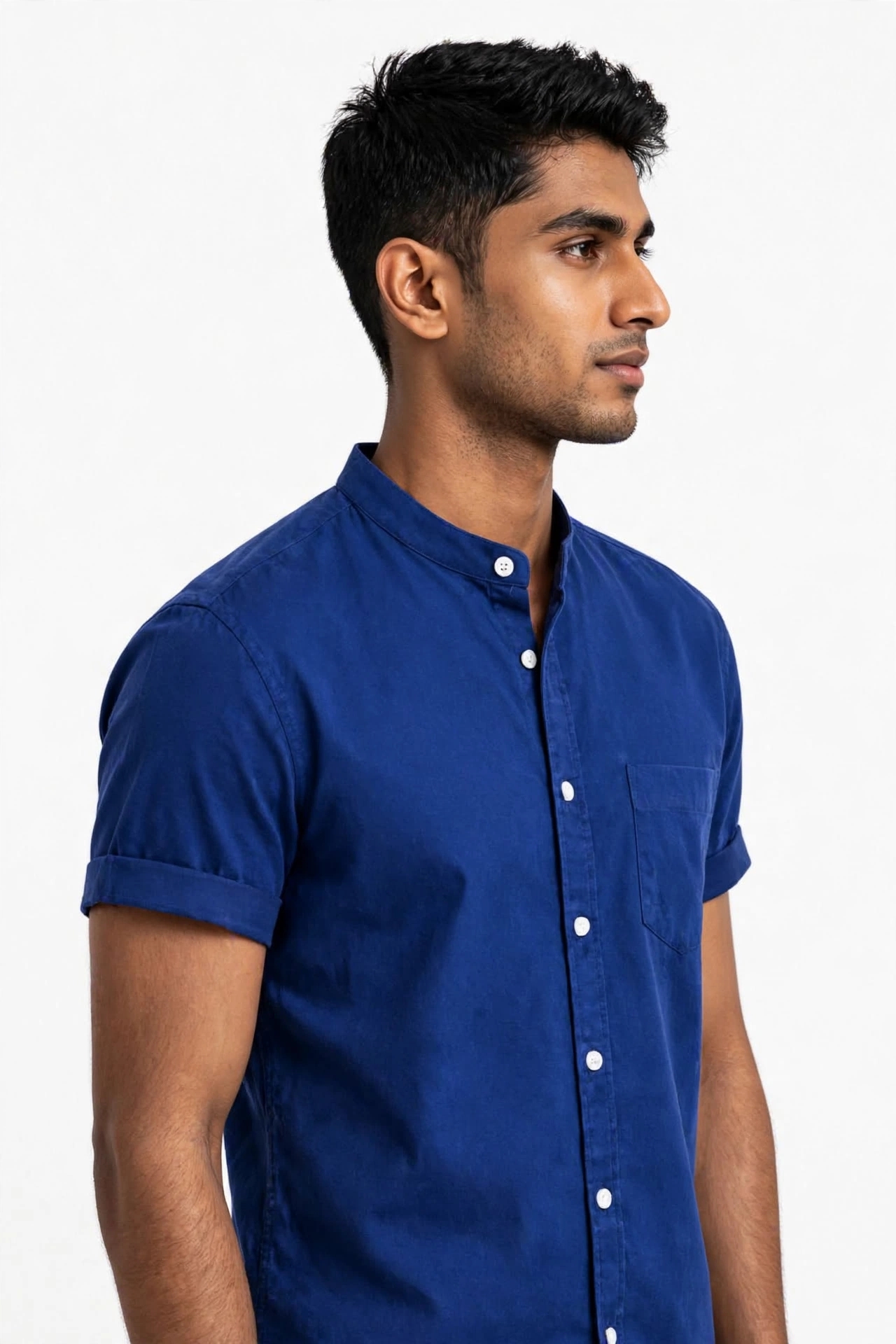 Premium Oxford Cotton Band Collar Short - ছবি 3