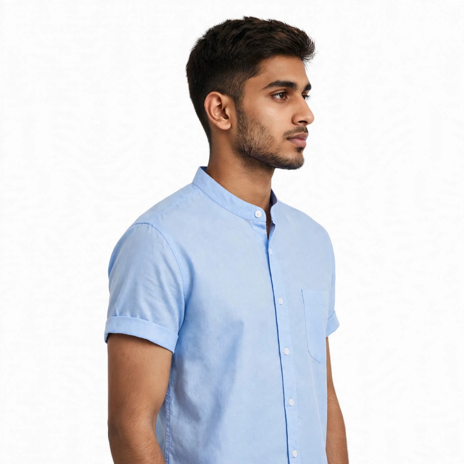 Premium Oxford Cotton Band Collar Short - ছবি 3